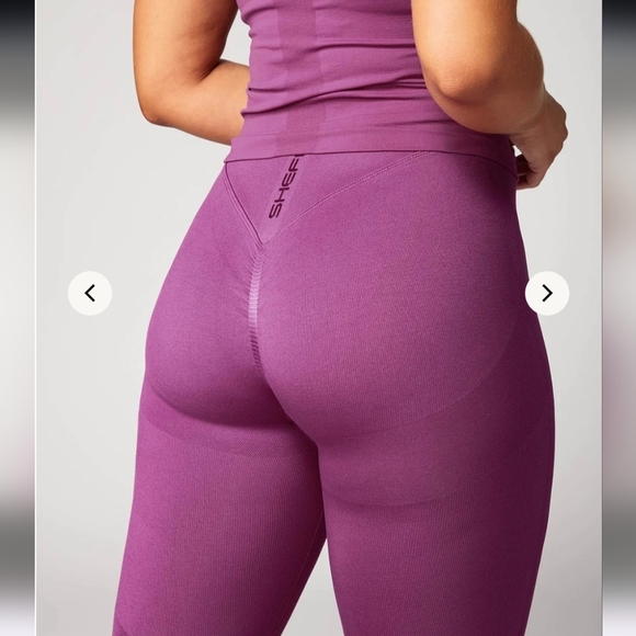 SHEFIT Seamless Leggings V-Waist Color Chestnut/Rose Gold 4 Way Stretch Lg - Picture 2 of 7